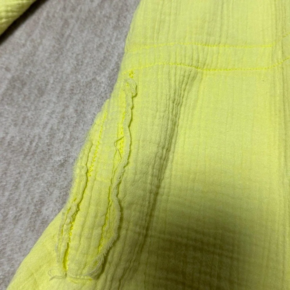 We The Free Free People Women's Medium Lime Green Gauze Button Down Tunic Top